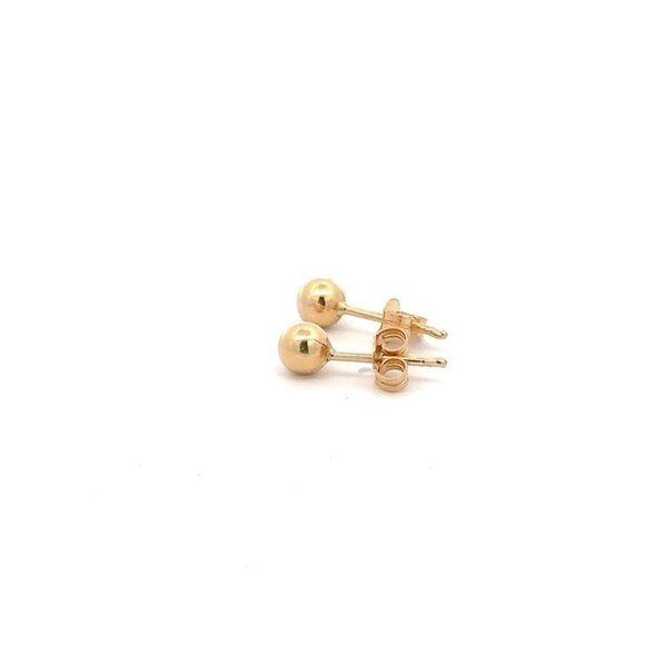 18K Gold Earrings Stud Ball Polished 1.15 grams Small